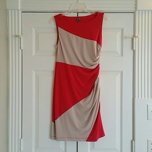 Pink and Tan Colorblock Dress