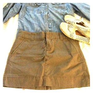 Army green chino Gap skirt