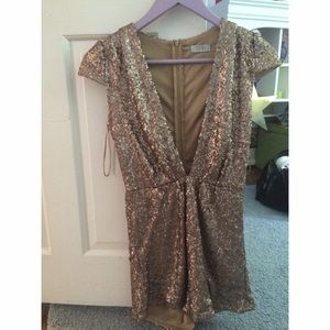 TOBI gold sequin romper