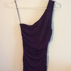 One shoulder purple dress