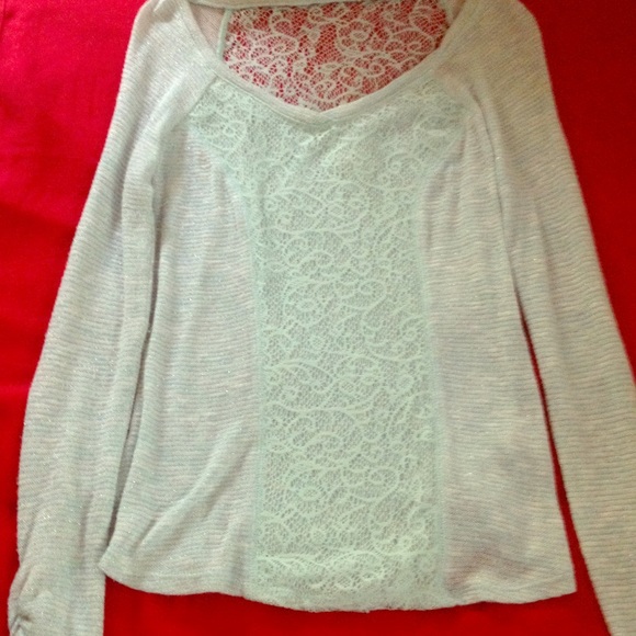 Light green and lightly sparkled long sleeve shirt