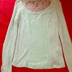 Light green and lightly sparkled long sleeve shirt