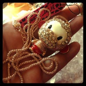 Betsy Johnson monkey necklace rose gold hardware
