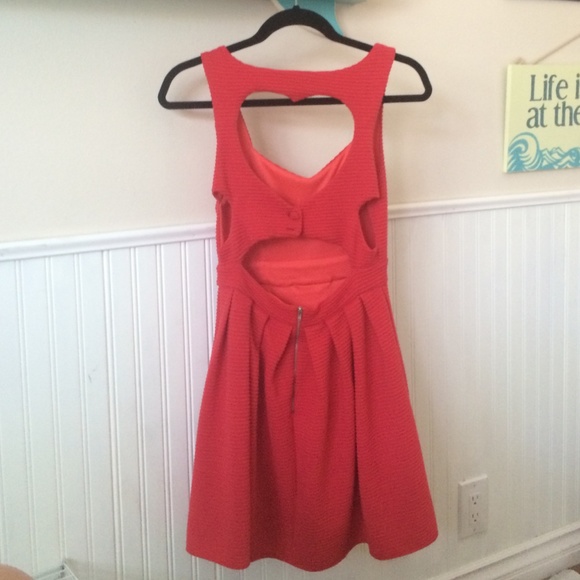 Red open heart back dress