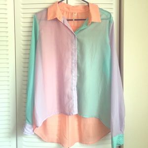 Cute Color Blocking Blouse 🌸🌷
