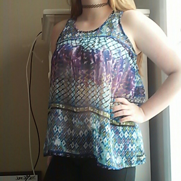 See Thru Overshirt with Cool Colored Pattern