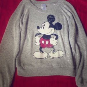 Soft gray long sleeve Mickey Mouse shirt