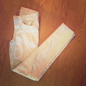 White wash denim jeans.