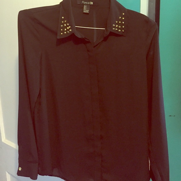 Forever 21 black studded button down.