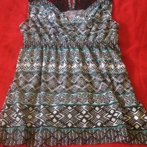 Blue and black tank top