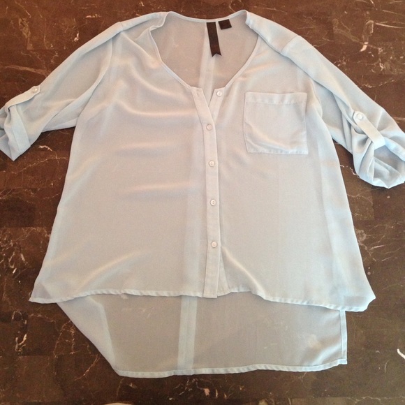 light blue sheer top