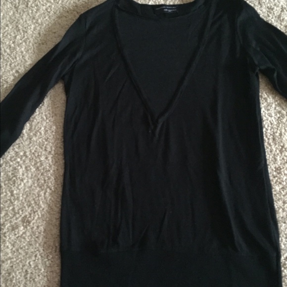 Zara Mesh Detail Black V Neck Light Knit Size M - Picture 1 of 3