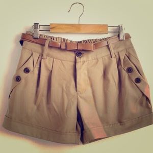 Khaki Button Shorts with Bow belt!