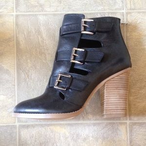 Asos Cut Out Buckle Heeled Black Booties