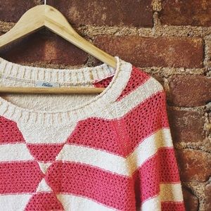 Madewell coral and ivory striped sweater