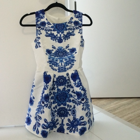 Blue and white dress