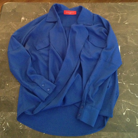 Cobalt Blue, twist front Akira blouse - Picture 1 of 3