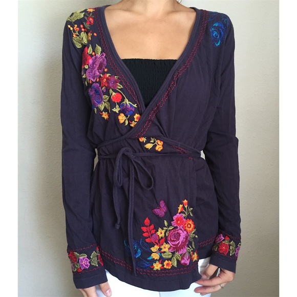 Purple tie floral cardigan