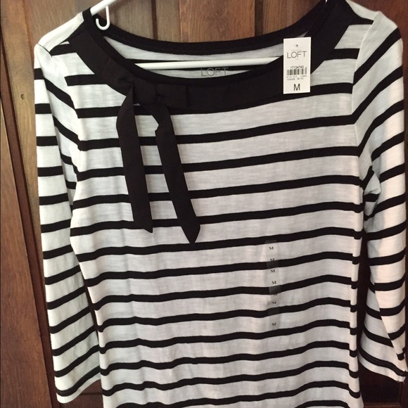 Ann Taylor Loft Striped Top with Bow detail
