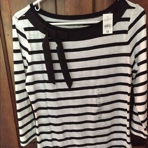Ann Taylor Loft Striped Top with Bow detail