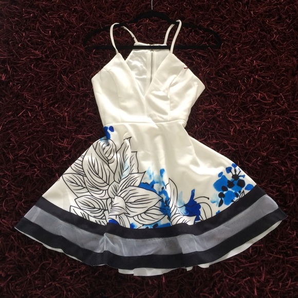 White and blue dress