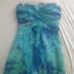 Long One Shouldered Jewelled Cache Gown