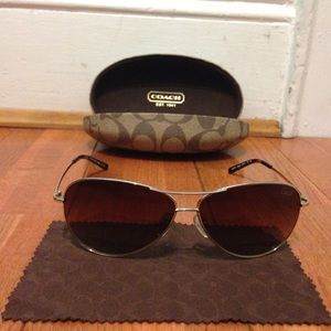 Coach L911 Juliana Gold Aviator Sunglasses