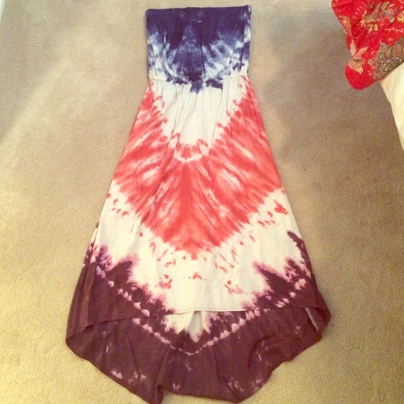 Strapless tie dye maxi dress