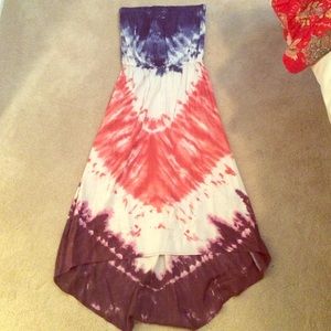 Strapless tie dye maxi dress