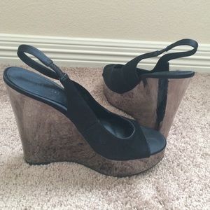Black wedge heels