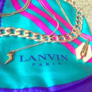Vtg Oblong Lanvin Crazy 80's Silk Scarf
