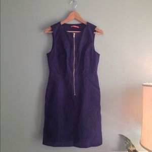 Anthropologie 12 Zip Up Front Navy Fitted Dress