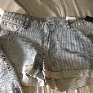 A.n.a pin striped denim shorts.