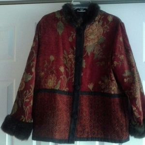 Faux Fur trimmed tapestry style jacket