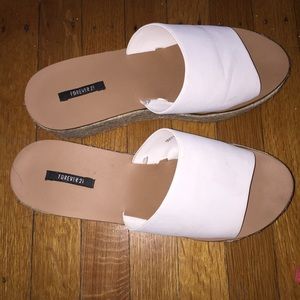 White and tan forever 21 clog slip ons!