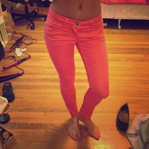 Hot pink skinny jeans