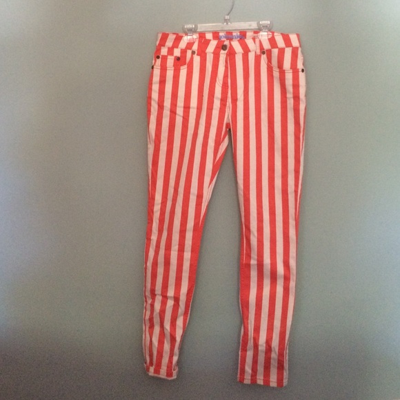 red and white striped jeans