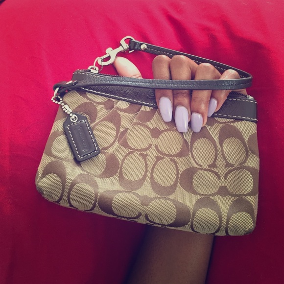 Brown Signature Coach Wristlet