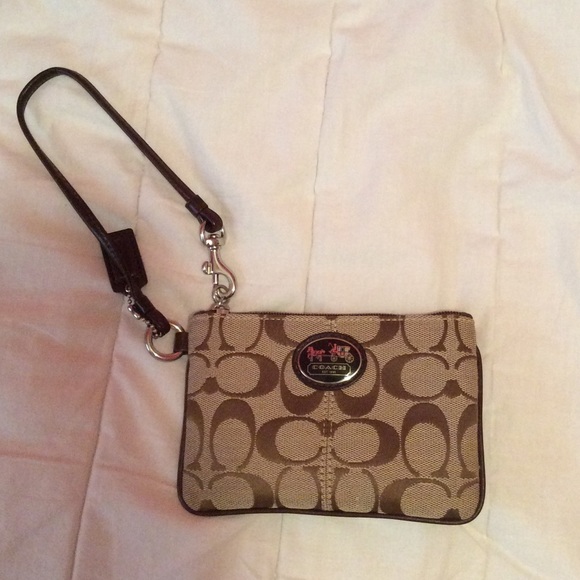 Brown Authentic Coach Signature Wristlet NWOT