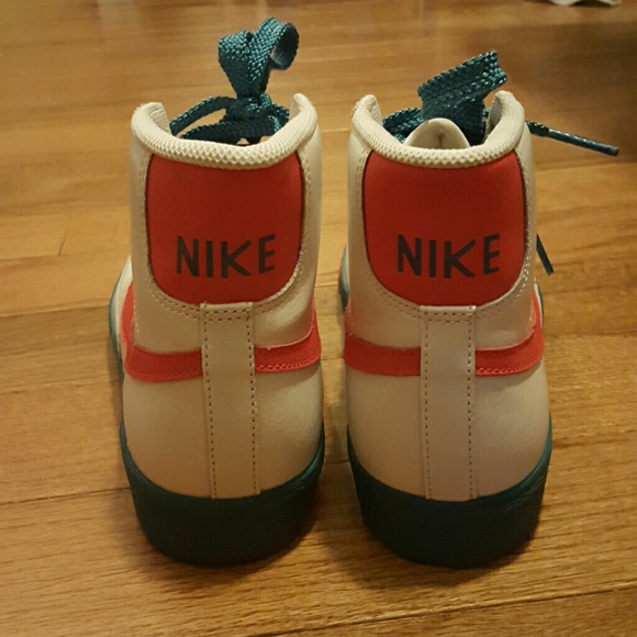 Lightly-worn Nike Blazers High White/Teal/Orange - Picture 2 of 4