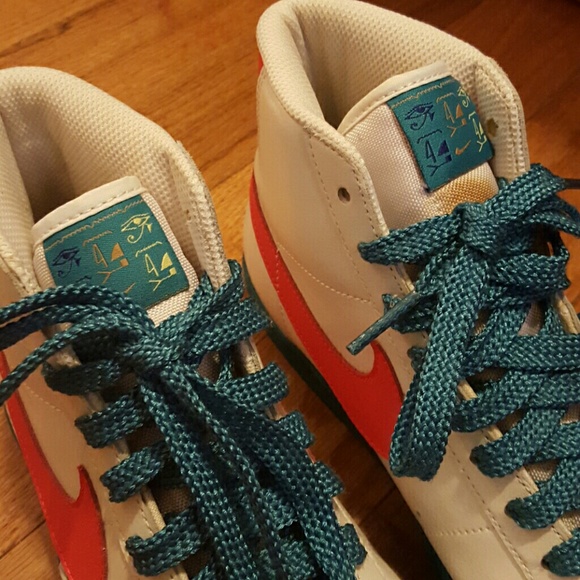 Lightly-worn Nike Blazers High White/Teal/Orange - Picture 4 of 4
