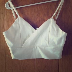 White Spaghetti Strap Zipper Crop Top