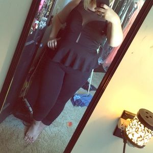 Mesh peplum tank