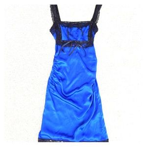 Worn Betsey Johnson Silk Electric Blue Dress