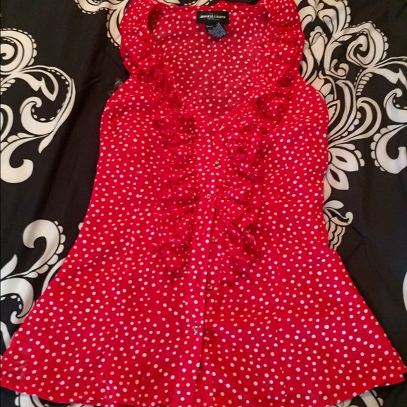 Red polka dot blouse