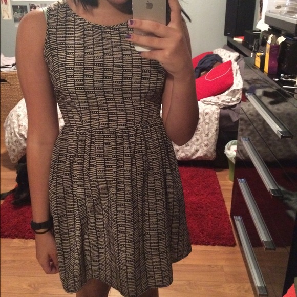 Black and Tan Patterned Dress