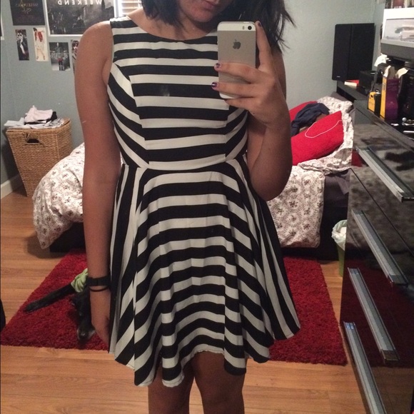 Black and White Striped Dress