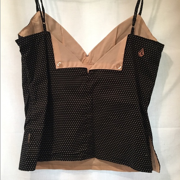 🌟NWOT: VOLCOM Black & Tan Polka Dot Tank Top- S - Picture 4 of 4