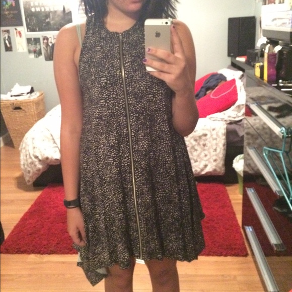 Urban Outfitters Black and Cream Zip Front Dress