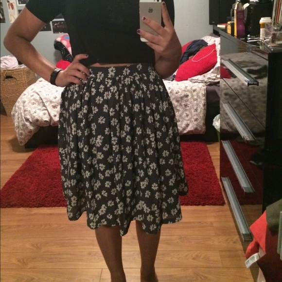 Black and White Sunflower Long Skirt